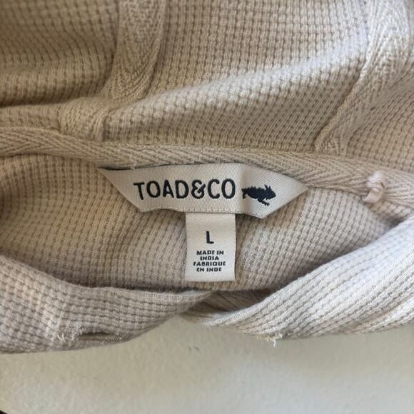 Toad&Co Framer Dos Hoodie Waffle Knit Organic Cotton Polyester Oatmeal Beige Lg - Picture 7 of 9